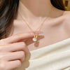 Wholesale Women's Titanium Steel Oshaped Chain Necklace With Copper Zirconinlaid Animal Rabbit Pendant Featuring Color Retention Enhancement