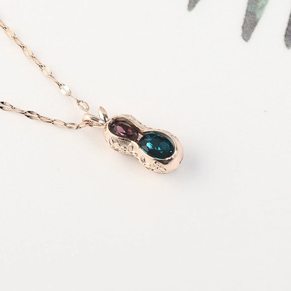 Wholesale Women's Titanium Steel Peanut Pendant Necklace With Crystal And Geometric Joker Plant Elements And Zirconia Treatment