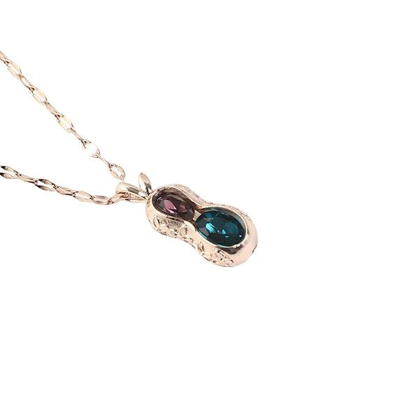 Wholesale Women's Titanium Steel Peanut Pendant Necklace With Crystal And Geometric Joker Plant Elements And Zirconia Treatment