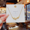 Wholesale Women's Titanium Steel Petal Zircon Inlaid Flower Pendant Clavicle Chain Necklace