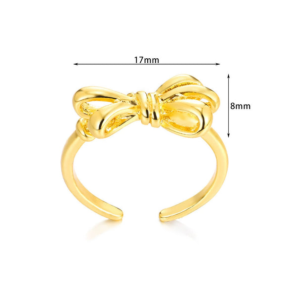 Wholesale Women's Titanium Steel Plated Gold Bow Ring Electroplated Simple Style