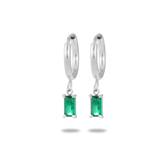 Wholesale Women's Titanium Steel Rectangular Colorful Zircon Earrings With Electroplating Simple Elegant And Trendy Design