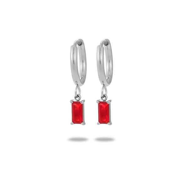 Wholesale Women's Titanium Steel Rectangular Colorful Zircon Earrings With Electroplating Simple Elegant And Trendy Design