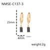 Wholesale Women's Titanium Steel Rectangular Colorful Zircon Earrings With Electroplating Simple Elegant And Trendy Design