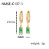 Wholesale Women's Titanium Steel Rectangular Colorful Zircon Earrings With Electroplating Simple Elegant And Trendy Design