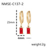 Wholesale Women's Titanium Steel Rectangular Colorful Zircon Earrings With Electroplating Simple Elegant And Trendy Design