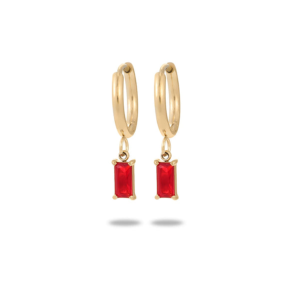 Wholesale Women's Titanium Steel Rectangular Colorful Zircon Earrings With Electroplating Simple Elegant And Trendy Design
