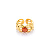 Wholesale Women's Titanium Steel Ring Inlaid With Colorful Natural Stone Retro Niche Geometric U Shape 18K Gold Plated