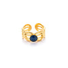 Wholesale Women's Titanium Steel Ring Inlaid With Colorful Natural Stone Retro Niche Geometric U Shape 18K Gold Plated