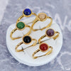 Wholesale Women's Titanium Steel Ring With Colorful Natural Stone Agate Inlay And 18K Gold Plating Sweet Geometric Style