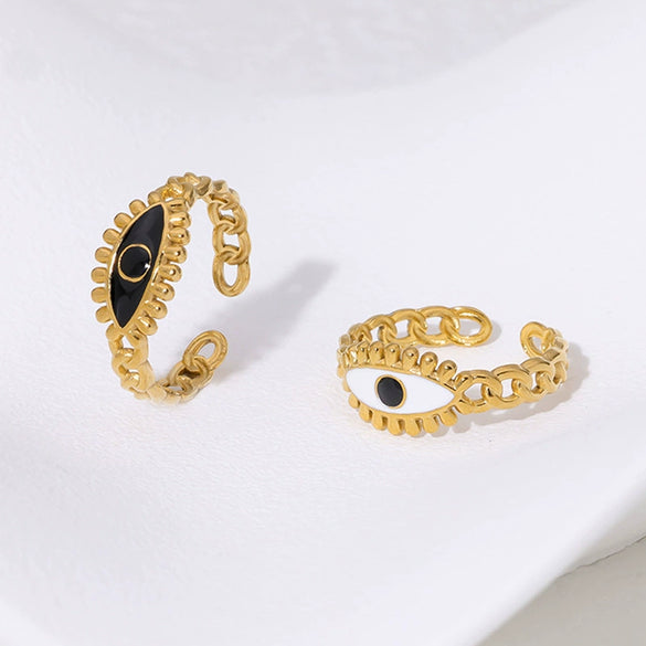 Wholesale Women's Titanium Steel Ring With Devil's Eye Design 18K Gold Plated Electroplated For Personality
