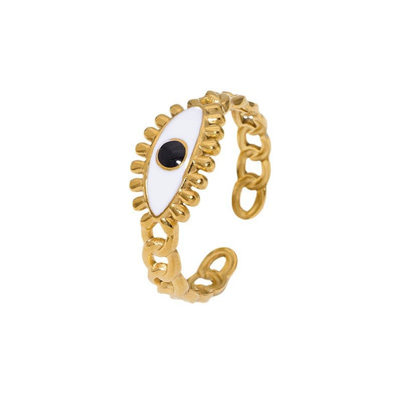 Wholesale Women's Titanium Steel Ring With Devil's Eye Design 18K Gold Plated Electroplated For Personality