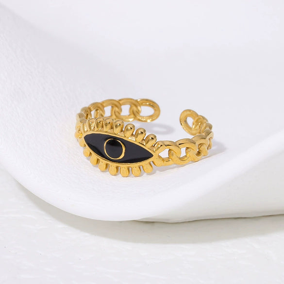 Wholesale Women's Titanium Steel Ring With Devil's Eye Design 18K Gold Plated Electroplated For Personality