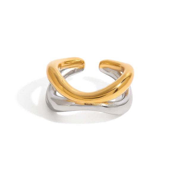 Wholesale Women's Titanium Steel Ring With Geometric Design And Electroplating Treatment