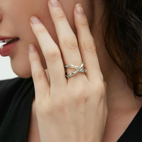 Wholesale Women's Titanium Steel Ring With Geometric Design Electroplated Stainless Steel Jewelry