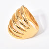 Wholesale Women's Titanium Steel Ring With Geometric Stripe Hollow Design And 18K Gold Plated Electroplating
