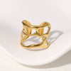 Wholesale Women's Titanium Steel Ring With Irregular Hollow Geometric Design And Electroplating Treatment