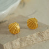 Wholesale Women's 316L Stainless Steel Semicircle Shell Earrings With Electroplating And Maillard Style