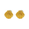 Wholesale Women's 316L Stainless Steel Semicircle Shell Earrings With Electroplating And Maillard Style