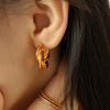 Wholesale Women's 316L Stainless Steel Simple Geometric Twist Cross Irregular Cshaped Electroplated Earrings