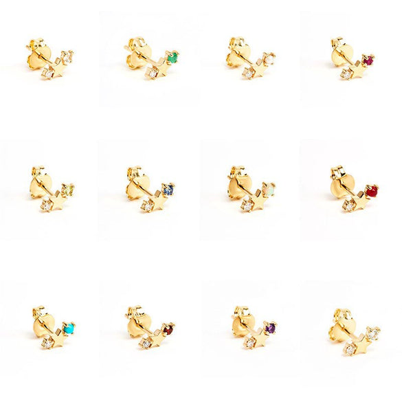 Wholesale Women's Titanium Steel Simple Twelve Constellations Diamonddesigned Earrings With Star Letters Numbers And Text Patterns