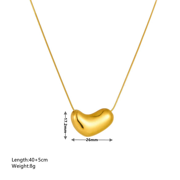 Wholesale Women's Titanium Steel Snake Bone Chain Necklace With Geometric Pattern And Love Heart Shape 18K Gold Plated
