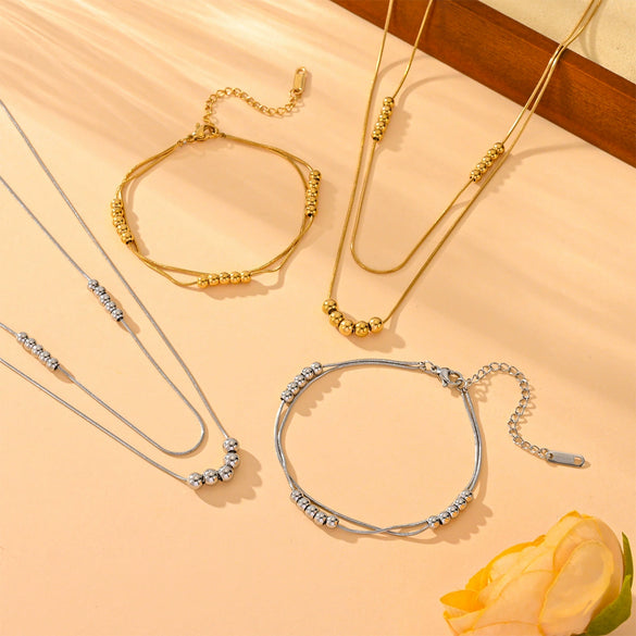Wholesale Women's Titanium Steel Snake Bone Chain Necklace With Geometric Style