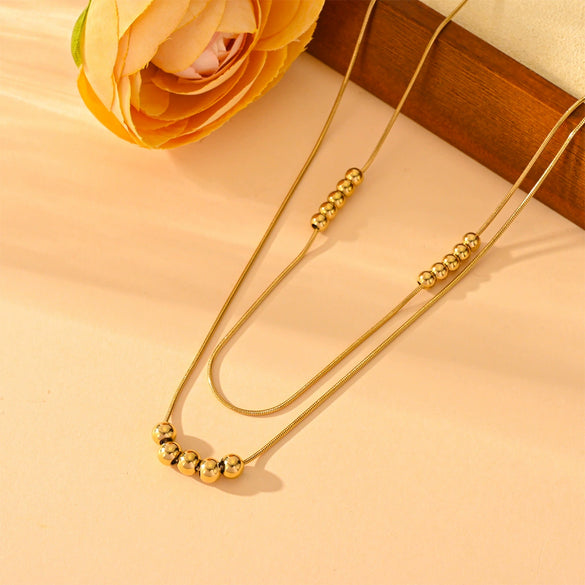 Wholesale Women's Titanium Steel Snake Bone Chain Necklace With Geometric Style