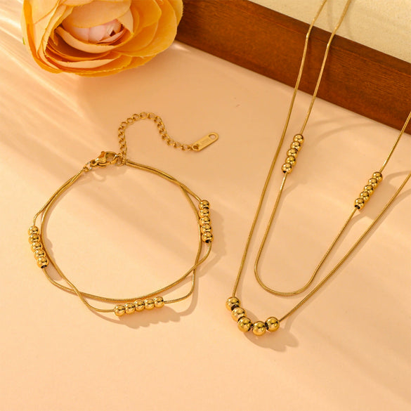 Wholesale Women's Titanium Steel Snake Bone Chain Necklace With Geometric Style