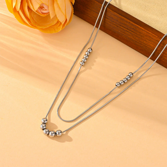 Wholesale Women's Titanium Steel Snake Bone Chain Necklace With Geometric Style