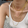 Wholesale Women's Titanium Steel Snake Bone Chain Sweater Necklace With Geometric Pattern And Electroplating Treatment