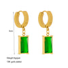 Wholesale Women's Titanium Steel Square Emerald Rhinestoneembedded Clavicle Chain Earrings And Necklace With Snake Bone Chain And Electroplating