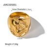 Wholesale Women's Titanium Steel Stainless Steel Geometric Lava Depression Ring With 18K Gold Plated Electroplating