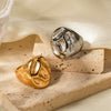 Wholesale Women's Titanium Steel Stainless Steel Geometric Lava Depression Ring With 18K Gold Plated Electroplating