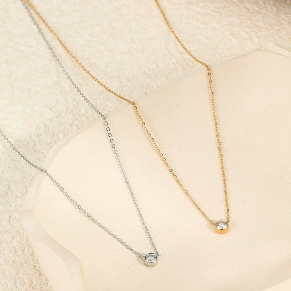 Wholesale Women's Titanium Steel Stainless Steel 18K Geometric Clavicle Chain Necklace Electroplated Minimalist Style Jewelry