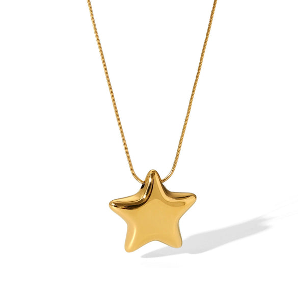 Wholesale Women's Titanium Steel Star Pendant Necklace With Vacuum Plating And O Word Chain Simple Fashion And Non Fading