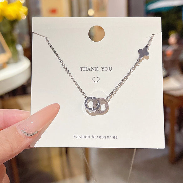 Wholesale Women's Titanium Steel Star Shape Gold Inlaid Clavicle Chain