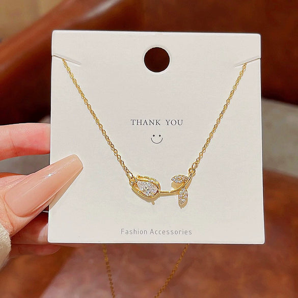 Wholesale Women's Titanium Steel Star Shape Gold Inlaid Clavicle Chain