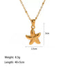Wholesale Women's Titanium Steel Starfish Pendant Clavicle Necklace With O Shaped Chain And Electroplating