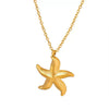 Wholesale Women's Titanium Steel Starfish Pendant Clavicle Necklace With O Shaped Chain And Electroplating