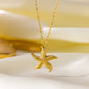 Wholesale Women's Titanium Steel Starfish Pendant Clavicle Necklace With O Shaped Chain And Electroplating