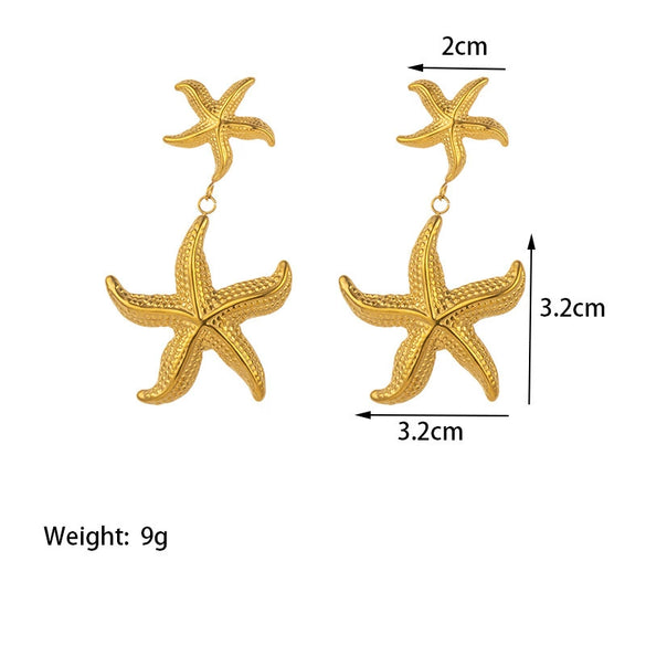 Wholesale Women's Titanium Steel Starfish Pendant Clavicle Necklace With O Shaped Chain And Electroplating
