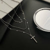 Wholesale Women's Titanium Steel Three Layer Cross Necklace With Geometric Design And Cold Light Luxury Style