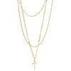 Wholesale Women's Titanium Steel Three Layer Cross Necklace With Geometric Design And Cold Light Luxury Style