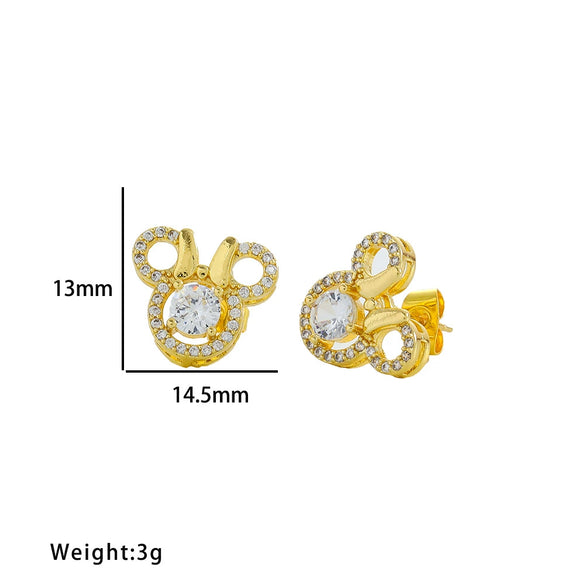 Wholesale Women's Titanium Steel Three Piece Set With Butterfly And Mickey Design Full Diamond Geometric Pattern O Chain Light Luxury Elegant Gorgeous Vacuum Furnace Electroplated