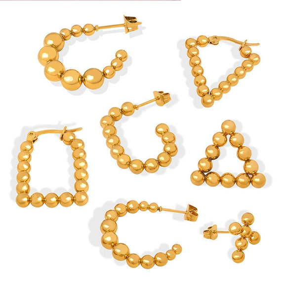 Wholesale Women's 316L Stainless Steel U Shaped Ball Earrings With Electroplating And Geometric Style
