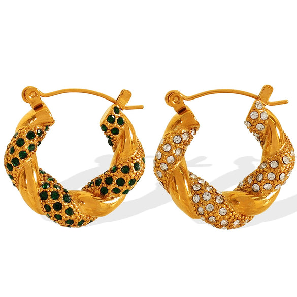 Wholesale Women's 316L Stainless Steel Ushape Geometric Twist Earrings 18K Goldplated Electroplated
