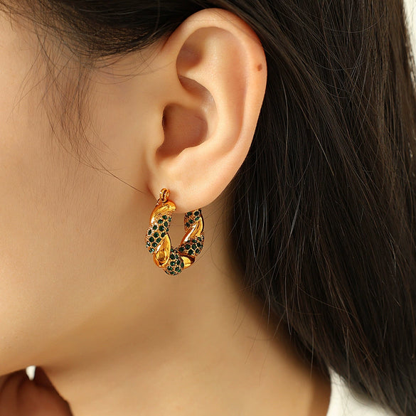 Wholesale Women's 316L Stainless Steel Ushape Geometric Twist Earrings 18K Goldplated Electroplated