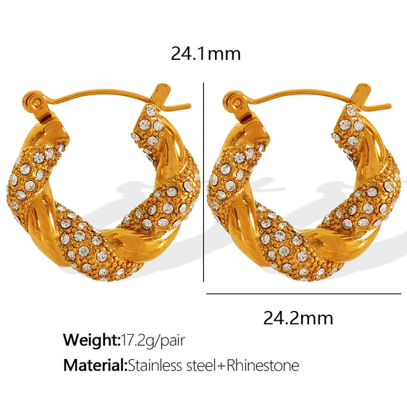 Wholesale Women's 316L Stainless Steel Ushape Geometric Twist Earrings 18K Goldplated Electroplated