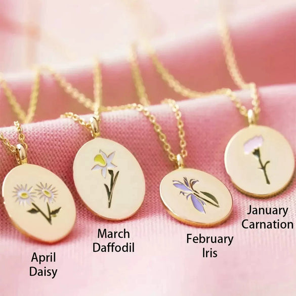Wholesale Women's Titanium Steel Vintage Natural Style Flower Oval Pendant Necklace With Electroplated Ochain